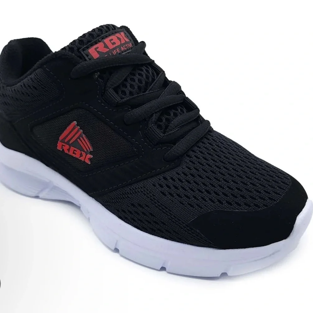 RBX Black Mesh Sneakers with White Soles